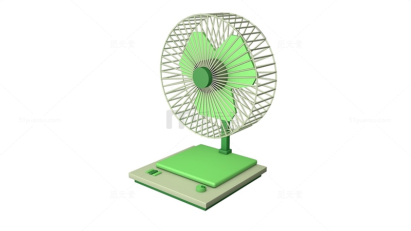 电风扇元素绿色夏季c4d卡通