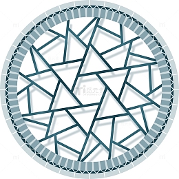 蓝色镂空古风窗户免扣元素