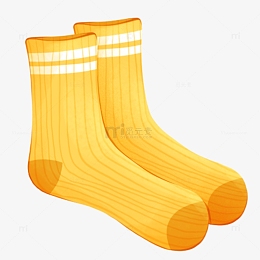 黄色橙色可爱卡通袜子手绘插画
