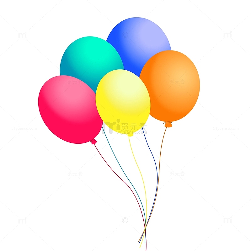 节日派对庆祝多彩气球手绘风格漂浮元素