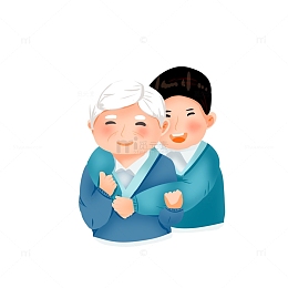 手绘重阳节孝敬老人装饰元素