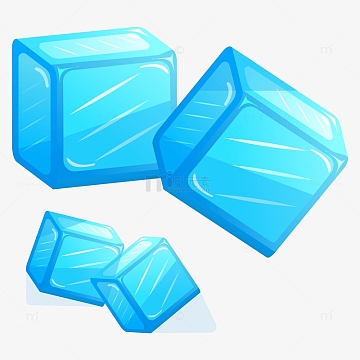 蓝色卡通抽象矢量冰块免扣元素