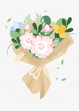 文艺小清新婚礼手捧鲜花植物装饰插画(1000x1400)aipng卡通漫画可爱