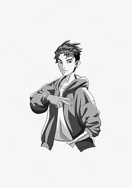 杀马特非主流男生型男丹凤眼瘦子手绘图