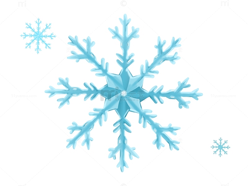 淡蓝色透明雪花插画元素