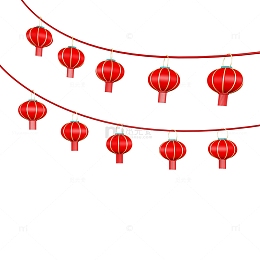 3D春节喜庆红灯笼串装饰素材