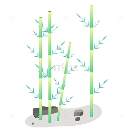 渐变黄绿色免扣矢量竹子群高清小场景