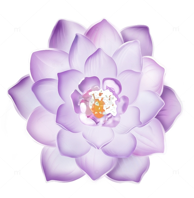 紫色手绘莲花渐变元素