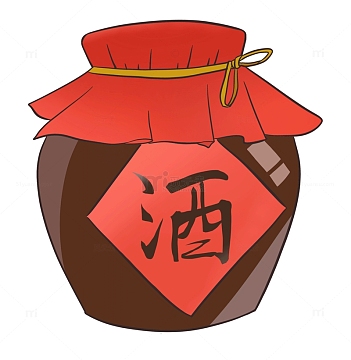 红色手绘酒坛