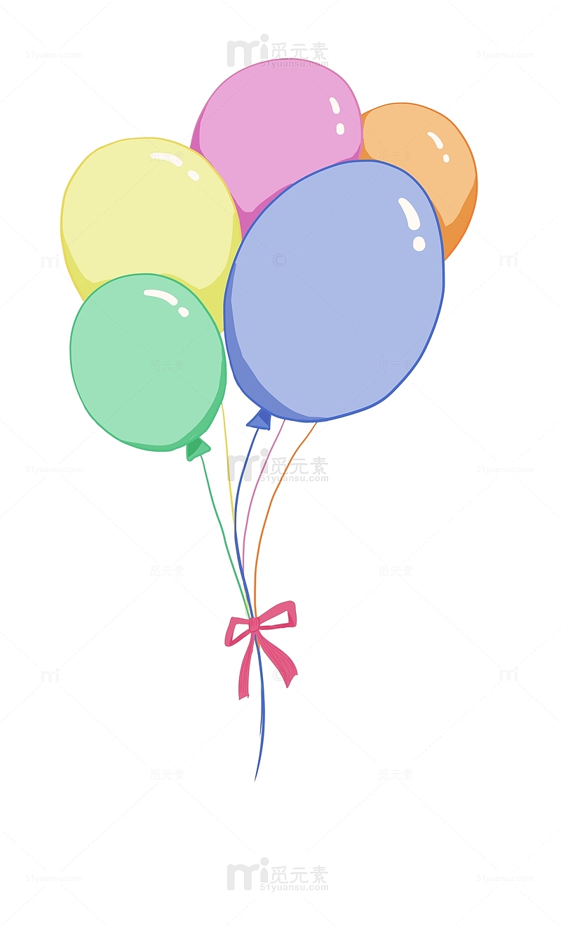 马卡龙色扁平风气球节日手绘图