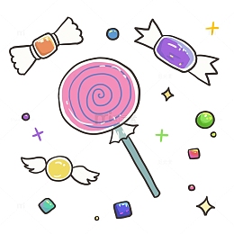 彩色手绘卡通魔法糖果万圣节元素