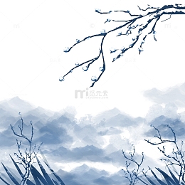 手绘霜降寒露小雪大雪节气白色树枝海报装饰