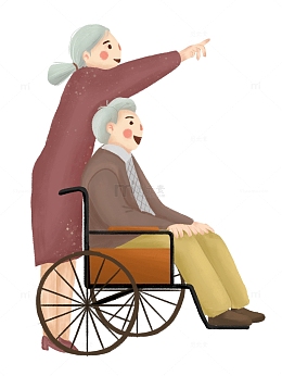 重阳节手绘关爱老人插画