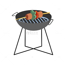 黑色烧烤铁架锅烤肉串