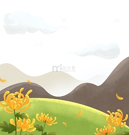 绿色重阳节菊花寒露节气底部纹理装饰