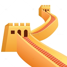 光滑金色渐变长城矢量插画元素