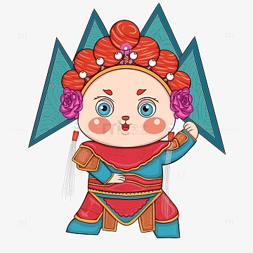 红国潮风潮流插画拟人化节日元旦喜庆