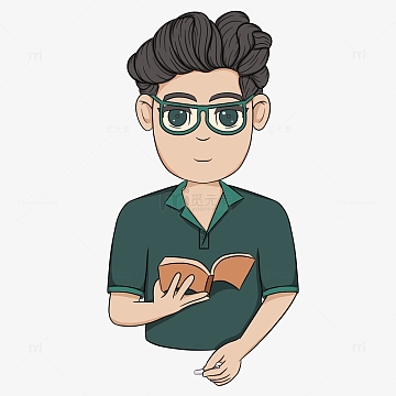 军绿色扁平风读书人阅读老师教师节学生(2000x2000)psdpng卡通古代