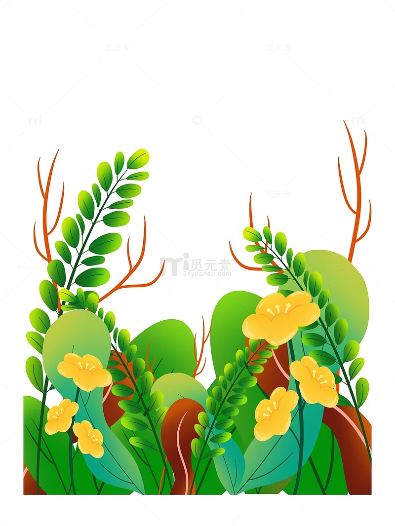 植物花草绿色手绘装饰