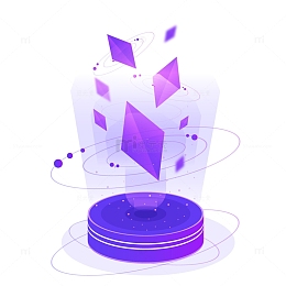 紫色科技未来星空几何装饰图标插画