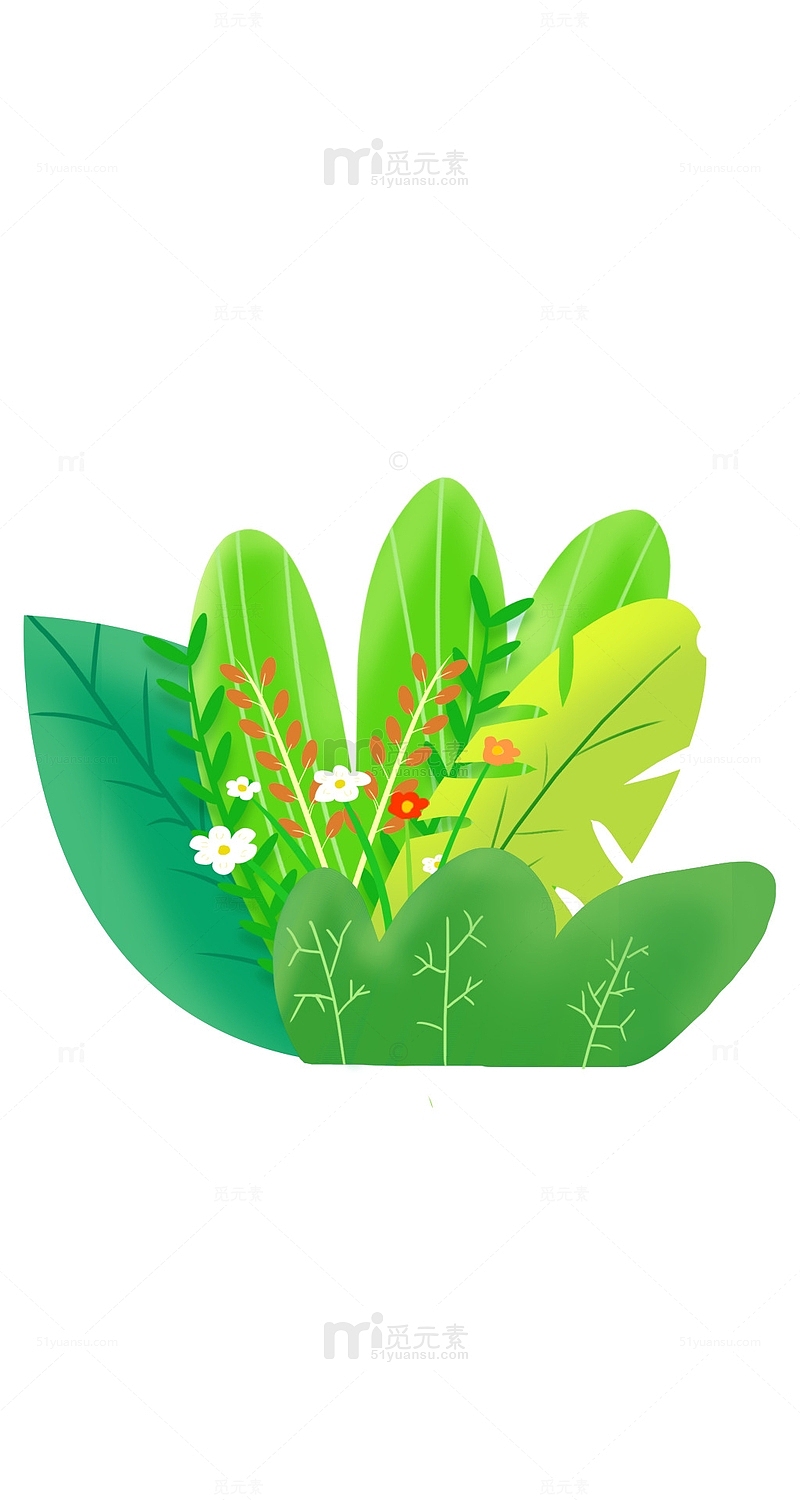 悬浮手绘植物插画扁平插图