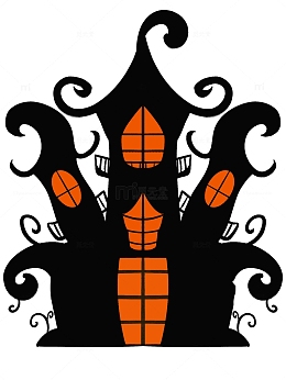 黑色卡通手绘黑暗城堡万圣节手绘元素