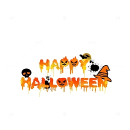 橙色手绘万圣节艺术字狂欢万圣南瓜蝙蝠元素