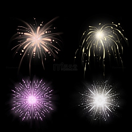 缤纷喜庆烟花元素