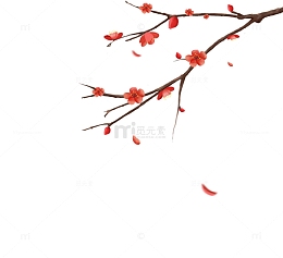 手绘梅花装饰元素