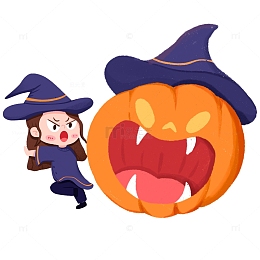 万圣节可怕吃人南瓜头免抠元素