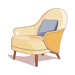 家具单人沙发椅子描边插画