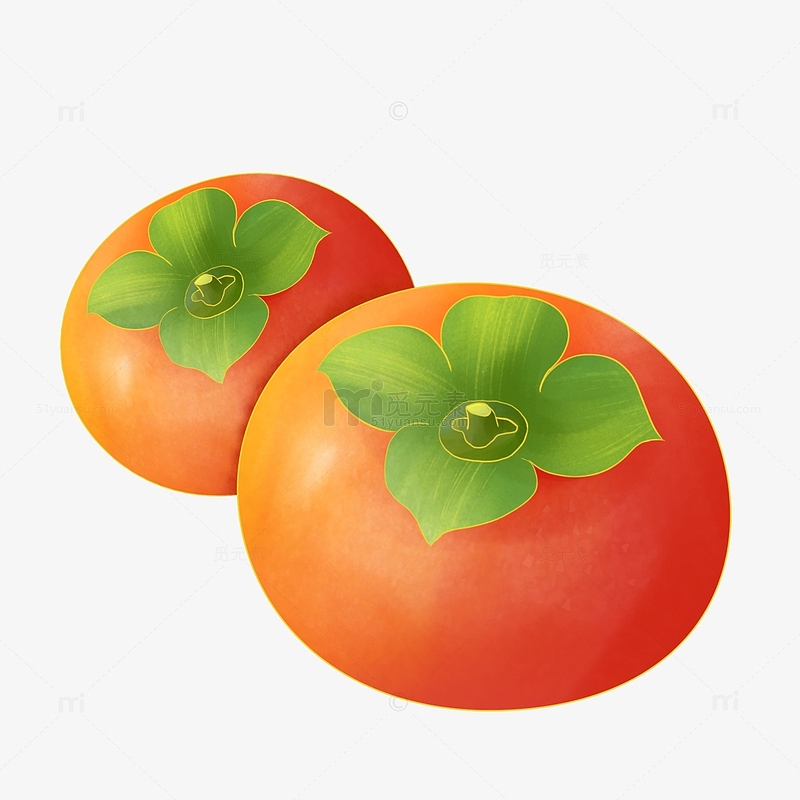 清新淡雅手绘带质感水果柿子