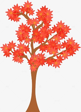 红色手绘矢量秋天枫树霜降元素