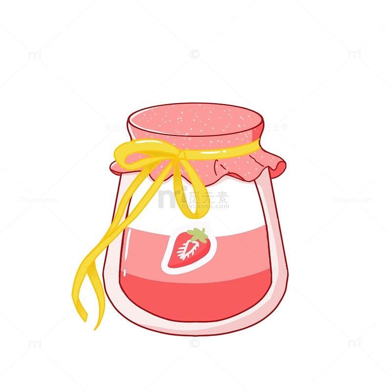 粉色小清新可爱草莓味酸奶布丁手绘图