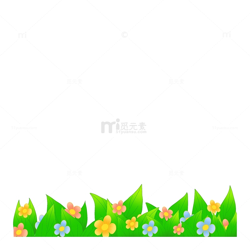 绿色小清新植物花卉花草边框装饰手绘