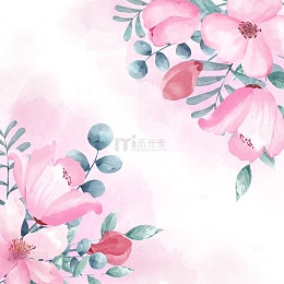 清新水彩花朵 水彩植物