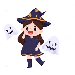 万圣节女巫与鬼魂万圣节元素