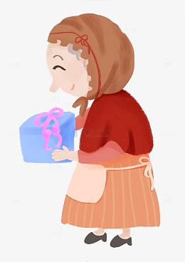 psdpngpng手绘慈祥微笑的老婆婆免抠pngpng卡通老奶奶拄拐杖手绘图psd