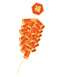 红色卡通元旦鞭炮元素过年放鞭炮烟火爆竹
