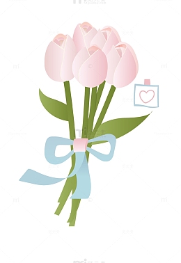 粉色手绘郁金香感恩节教师节花束