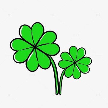 卡通绿色四叶草幸运草植物手绘图