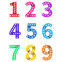 数字套餐一号彩色折纸风格数字1-9