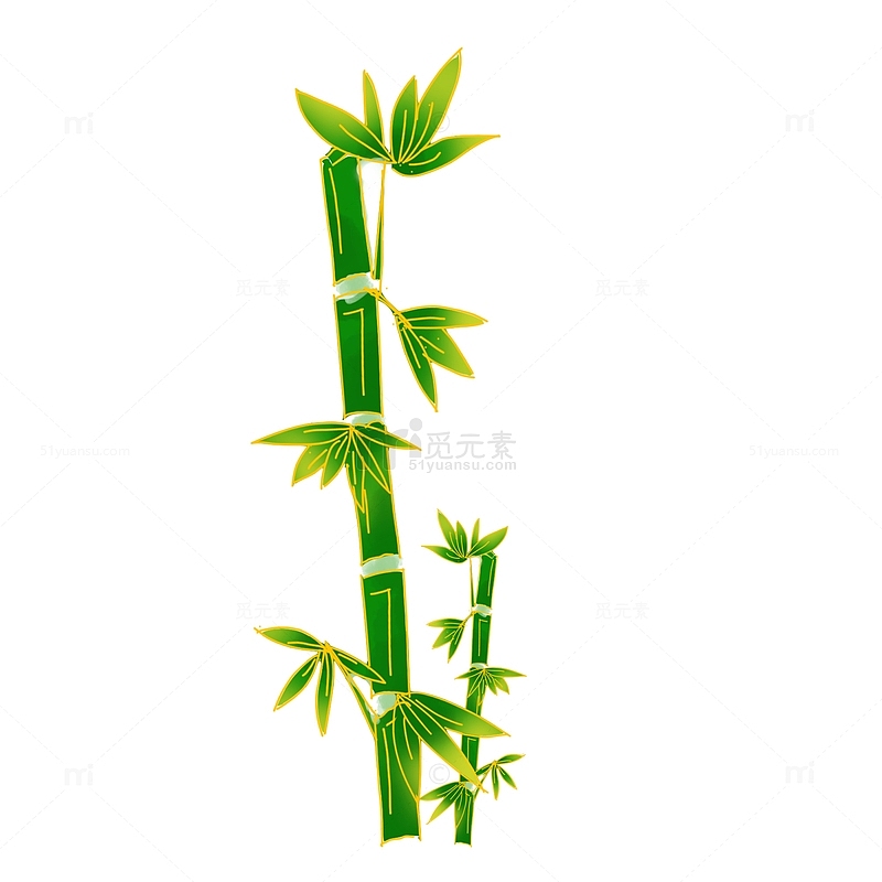 绿色国潮风中国风竹子手绘元素