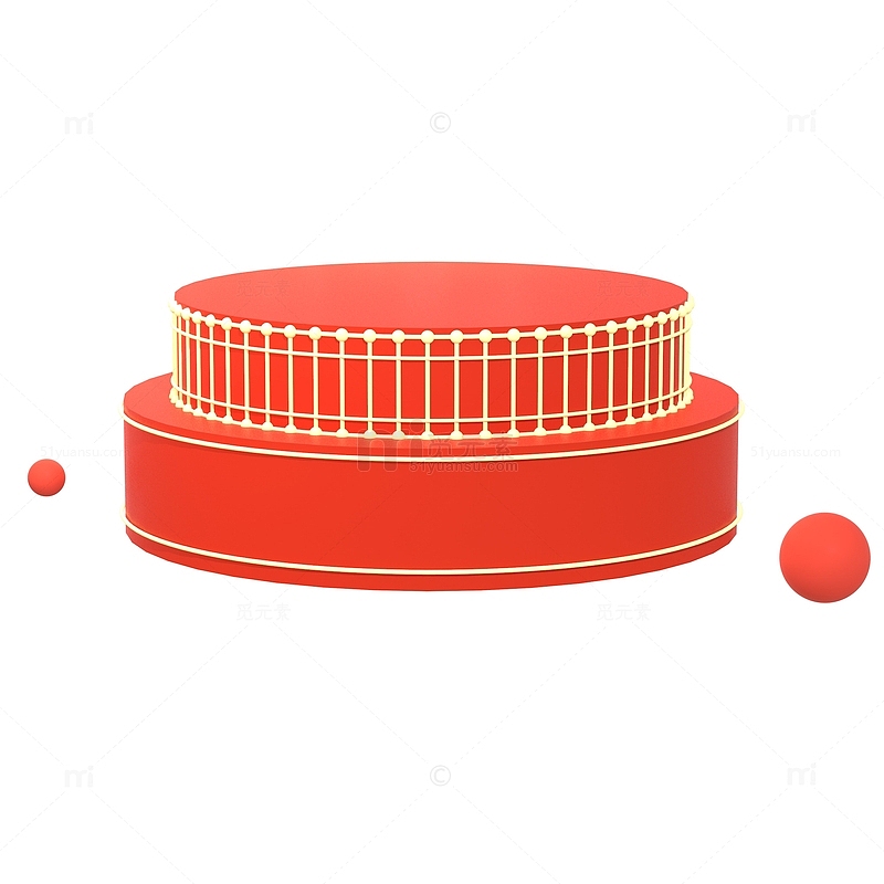 红色C4D喜庆电商产品圆形展台