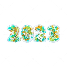3D立体磨砂玻璃球填充2023字体元旦