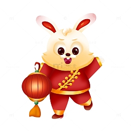 手绘新年春节兔子卡通可爱形象装饰元素