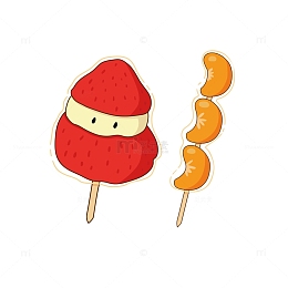 红色橙色手绘水果糖葫芦新年