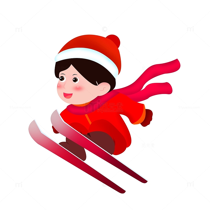 立冬卡通滑雪女孩