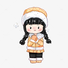 aipngpng冬季卡通人物保暖喝奶茶