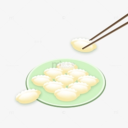 白色手绘立冬饺子